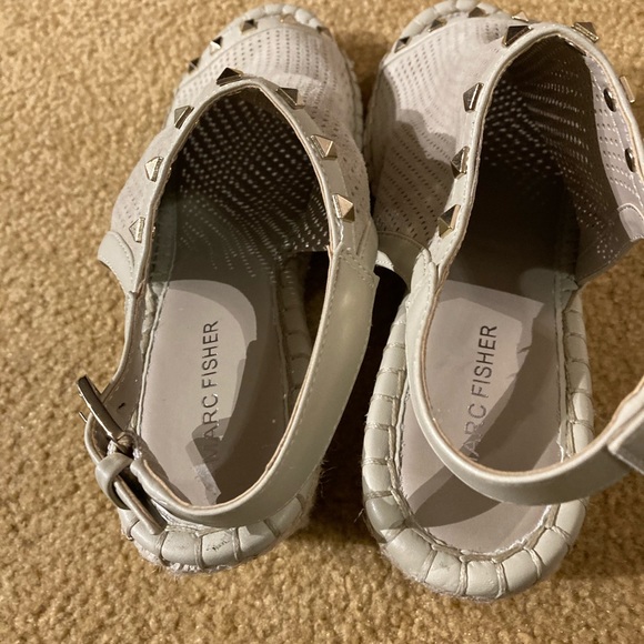 Marc Fisher tan suede espadrille spiked wedge sandals - Picture 10 of 11